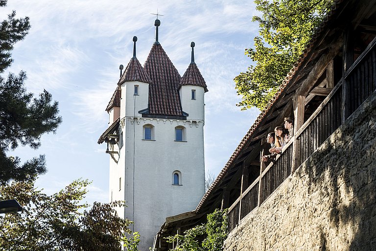 Ein Wahrzeichen Kaufbeurens ist der Fünfknopfturm