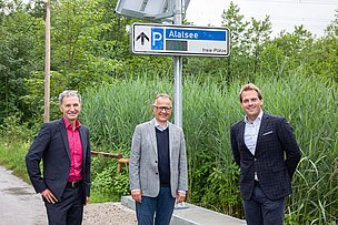 Parkplatz Füssen: Markus Bachleitner (the urban institute), Klaus Fischer (Geschäftsführer Allgäu GmbH), Markus Eichstetter (erster Bürgermeister Füssen)
