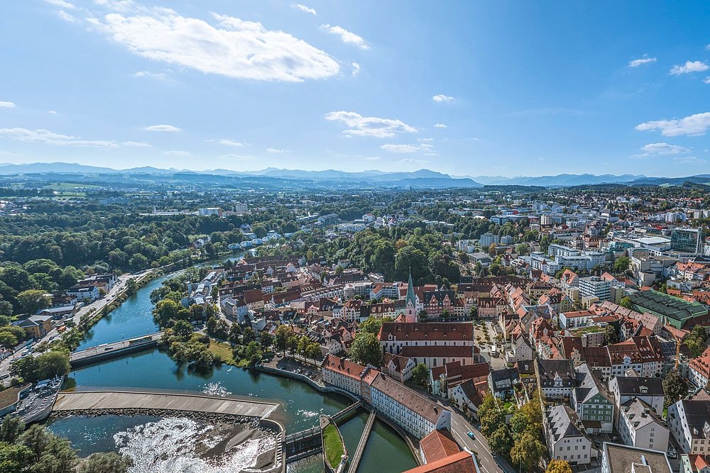 Luftaufnahme von Kempten bei Sonnenschein Luftaufnahme von Kempten bei Sonnenschein