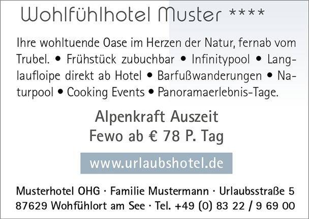 Mein Allgäu - Gastgeber 1/8 Seite Textanzeige
